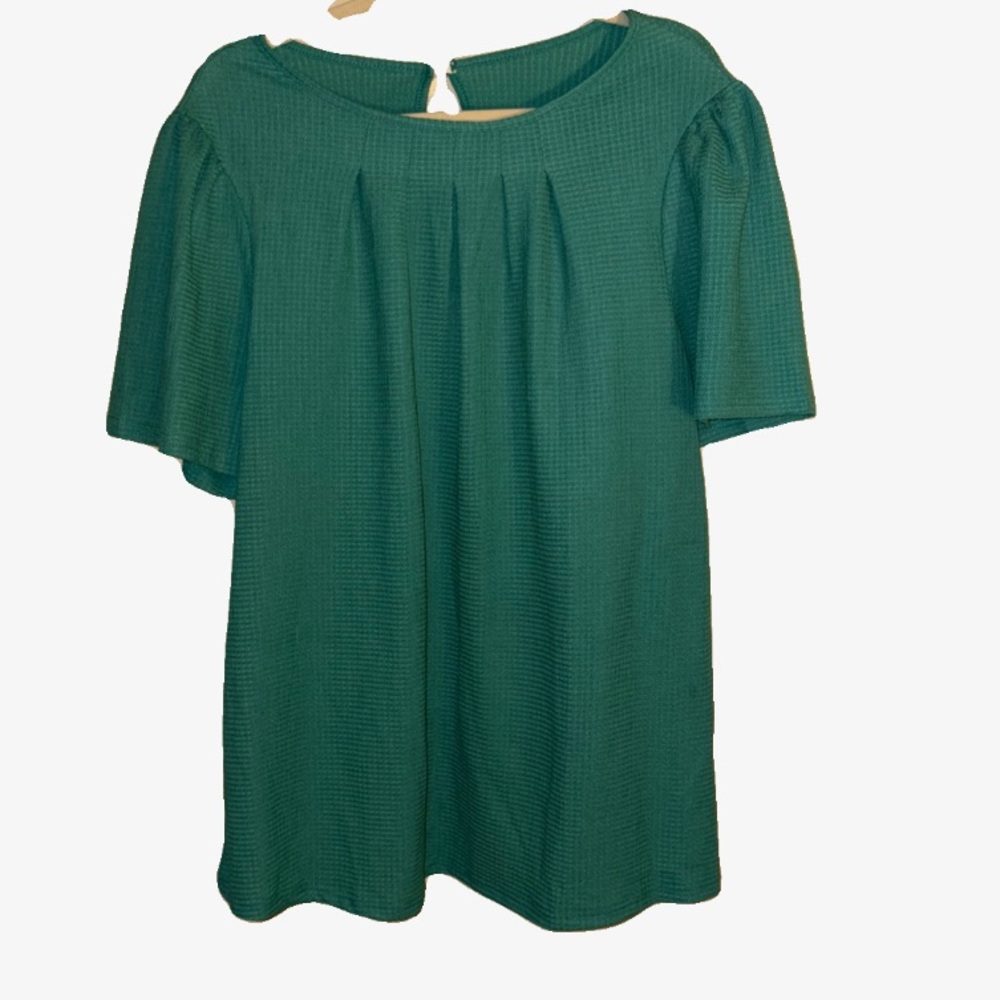 Green Ribbed Relaxed Blouse - Picture 4 of 6